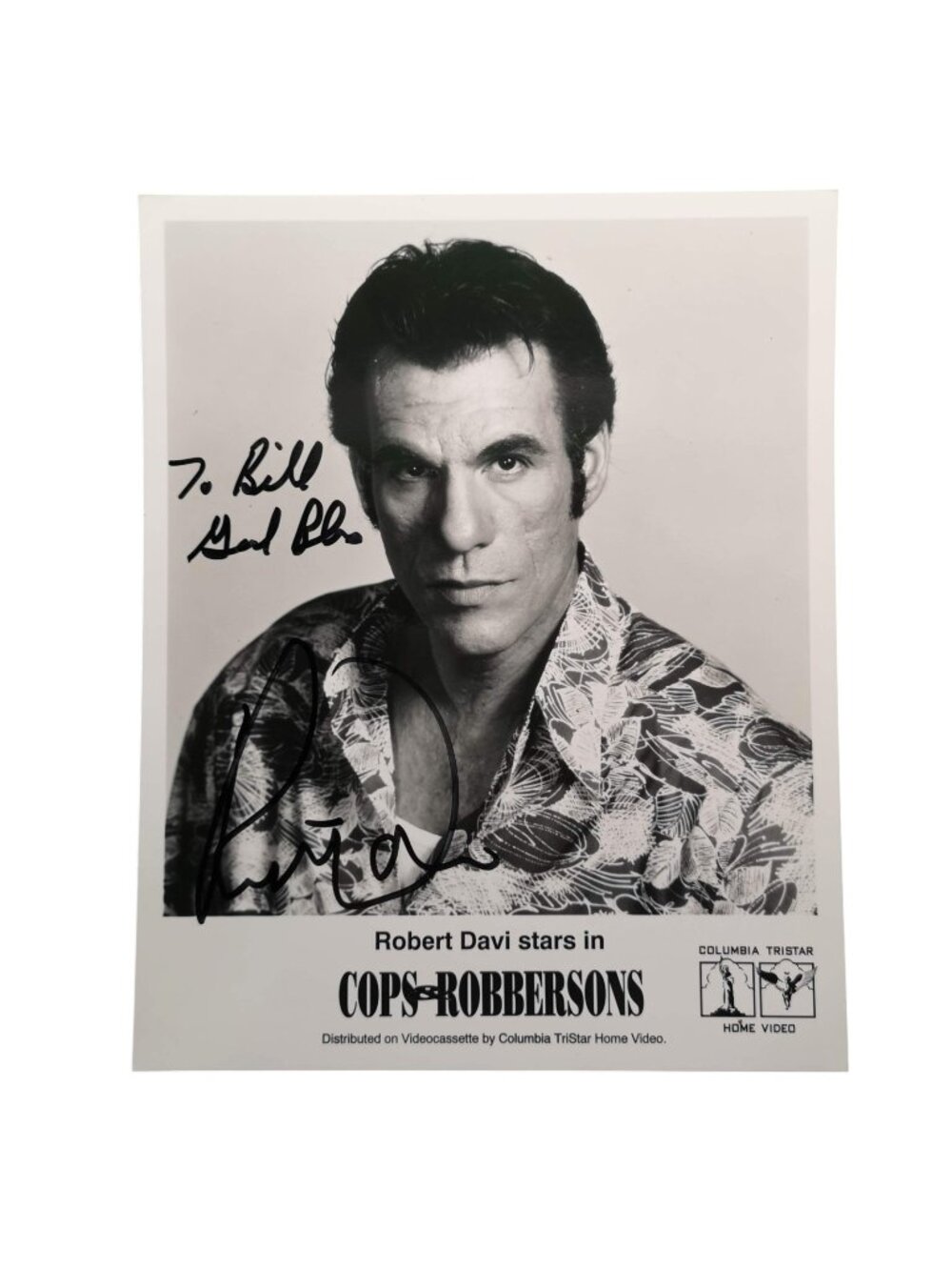 Robert‎ Davi Photo 8 x 10 B&W Signed Cops Robbersons Columbia Tristar USA